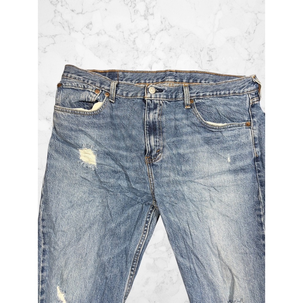 Levis 541 Athletic Taper Mens Distressed Blue Denim Jeans 36x30 WaterLess